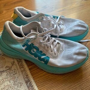 Hoka One One Sneaker Shoes Women Blue White 9.5 Casual Athletic Wear Footwear
